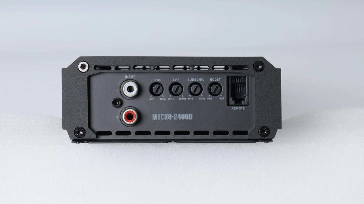 Nemesis Audio MICRO-2400D compact bass amplifier side detail
