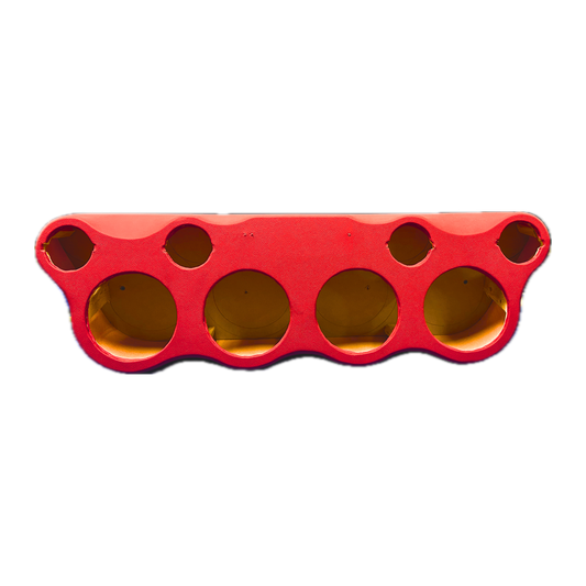 Super Car Audio bright red 4x4 headliner roof rack for four speakers and four tweeters