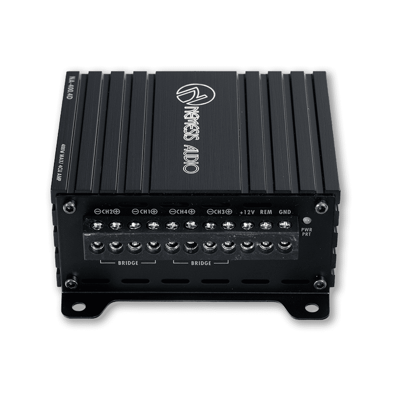 Nemesis Audio NA-400.4D 400W max 4-channel speaker amp controls