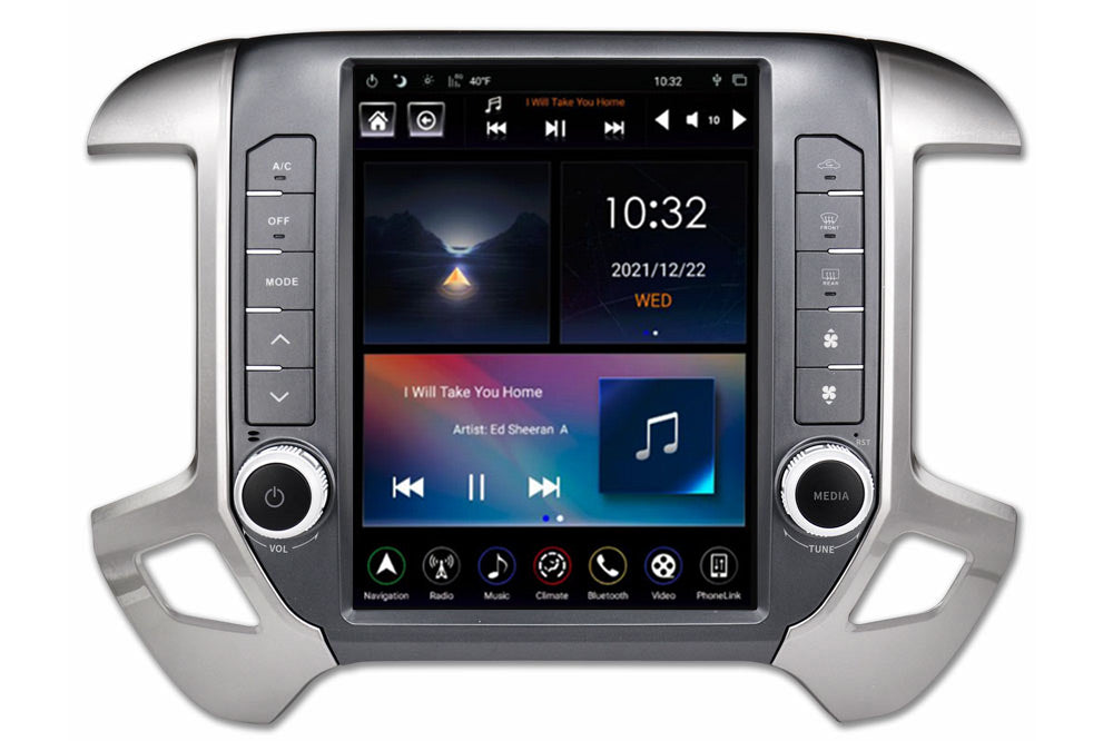 Linkswell GEN 5 T-Style radio for 2014-2019 Chevy Silverado and GMC Sierra large touchscreen head unit TS-GMPU12-1RR-5S