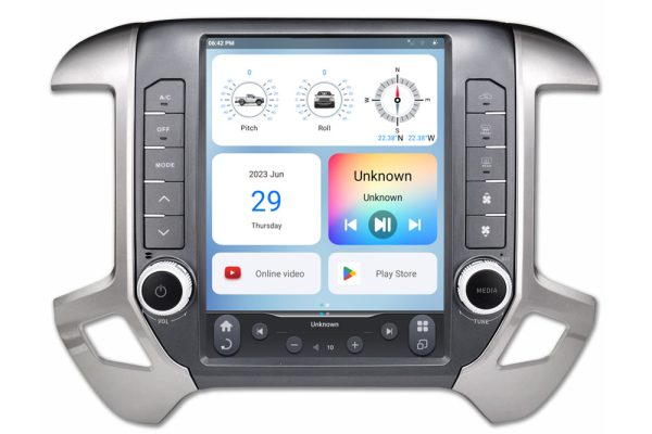 Linkswell GEN 6 T-Style Radio for 2014-19 Chevy Silverado and GMC Sierra front view