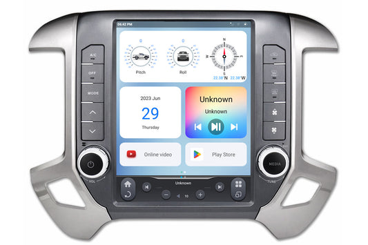 Linkswell GEN 6 T-Style radio for 2014-2019 Chevy Silverado and GMC Sierra large touchscreen head unit TS-GMPU12-1RR-6H