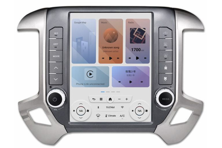 Linkswell T-Style LITE radio for 2014-2019 Chevy Silverado and GMC Sierra dashboard touchscreen image LT-GMPU12-1RR-4C