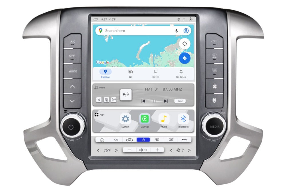 Linkswell T-Style LITE 2 radio for 2014-2019 Chevy Silverado and GMC Sierra large touchscreen head unit LT-GMPU12-1RR-6C