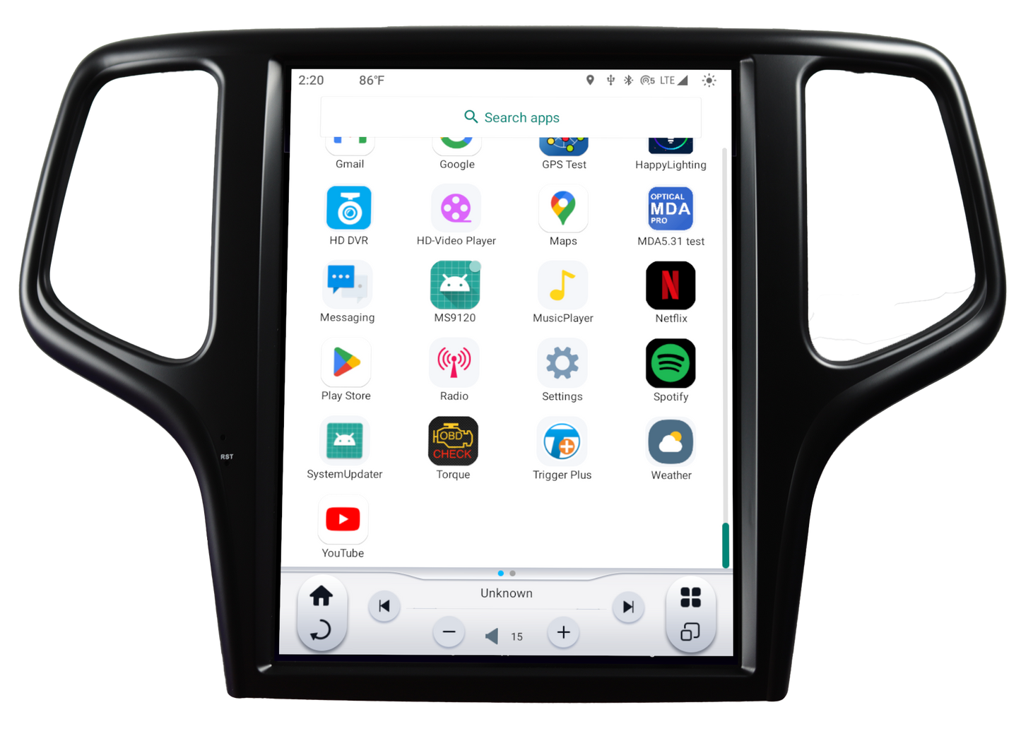Linkswell GEN 6 Jeep Grand Cherokee apps screen