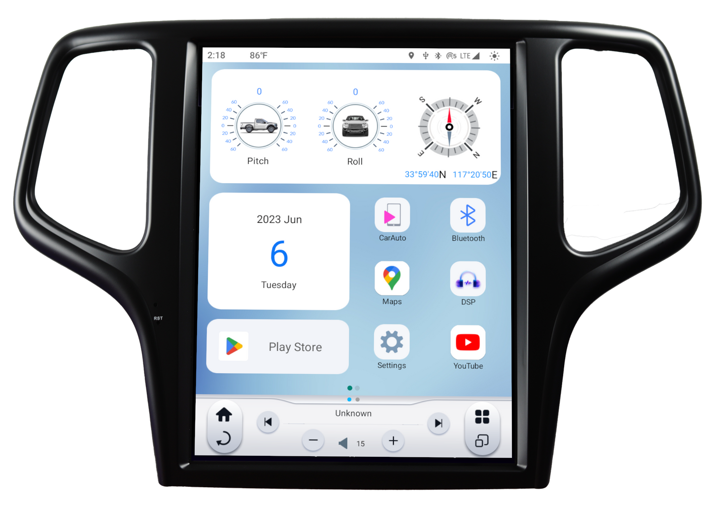 Linkswell GEN 6 Jeep Grand Cherokee home screen