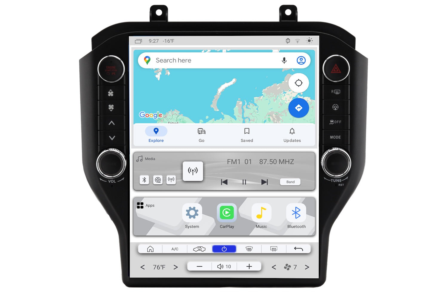 Linkswell T-Style LITE 2 radio for 2015-2023 Ford Mustang large touchscreen head unit LT-FDMU12-1RR-6C