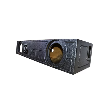 RAM 1500 Crew Cab 2x8 truck subwoofer box with bedliner-style finish
