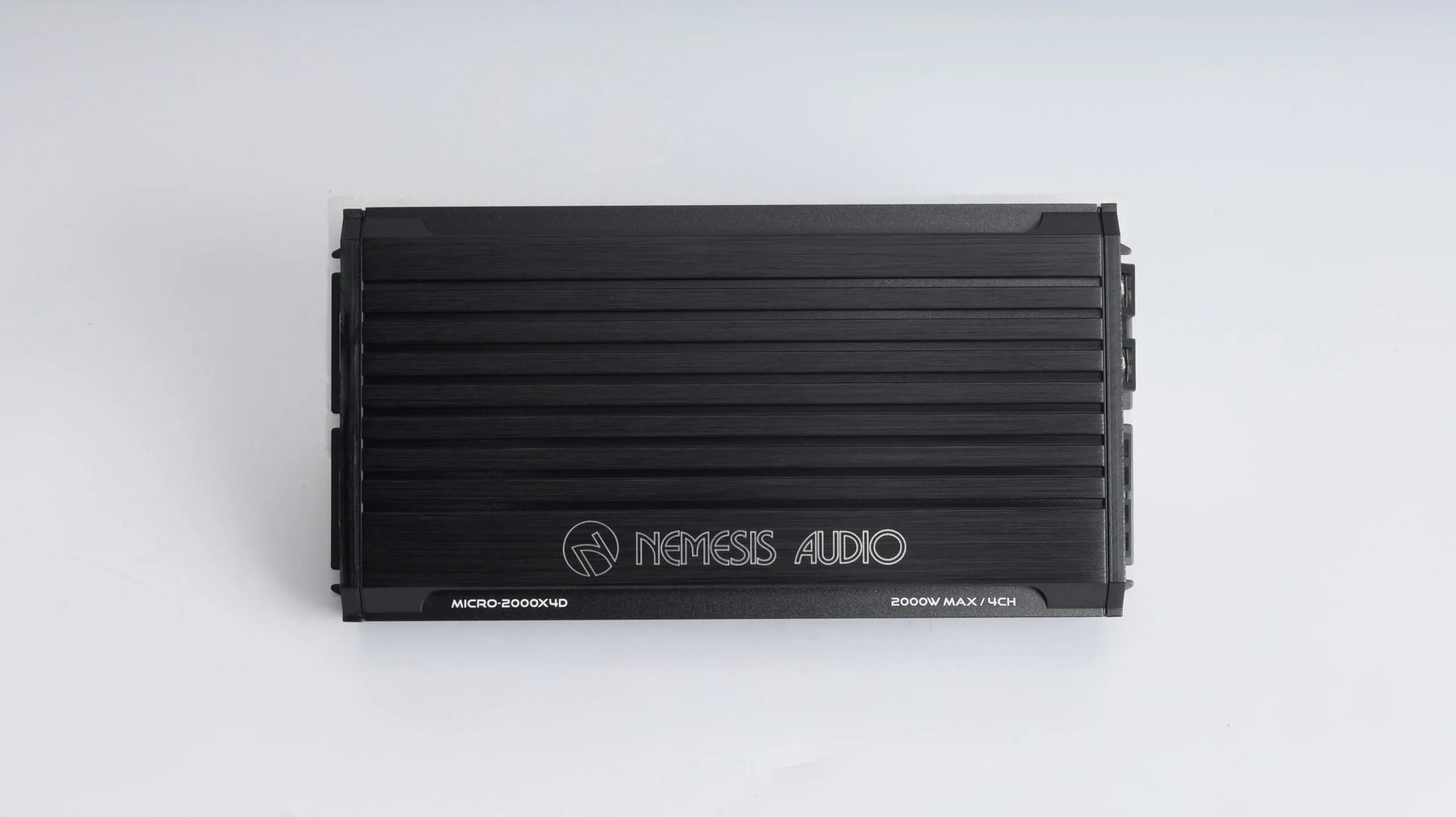Nemesis Audio MICRO-2000X4D compact Class D amplifier angle view