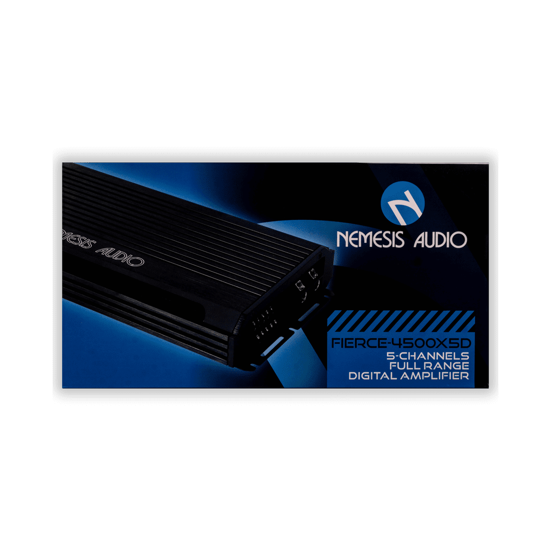 Nemesis Audio FIERCE-4500X5D speaker and subwoofer amplifier retail box front