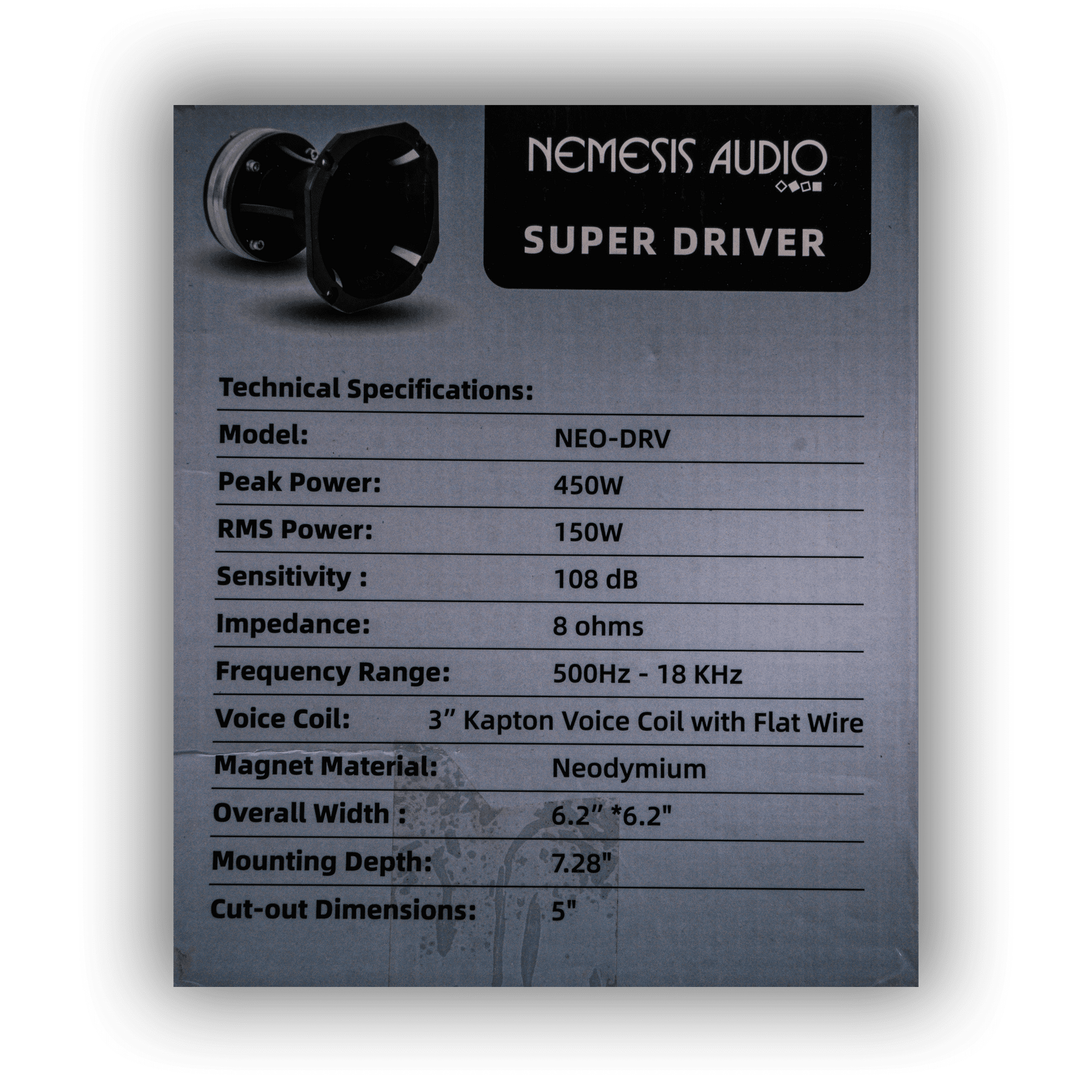 Nemesis Audio NEO-DRV 3-inch voice coil super driver rear view