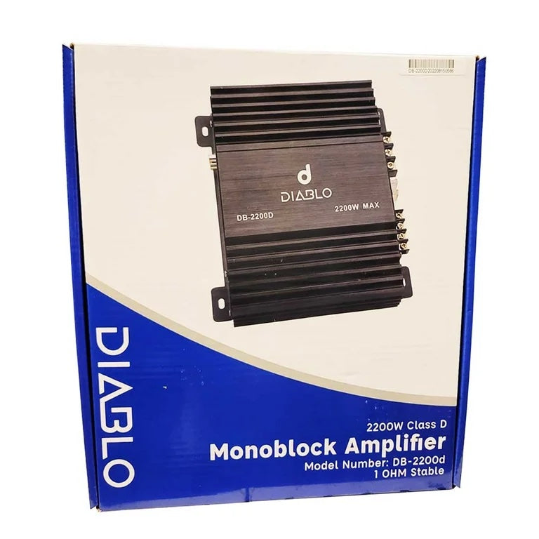 Diablo DB-2200D 1-CH Monoblock 2200W Max Class-D 1-Ohm Stable Car Amplifier image 1