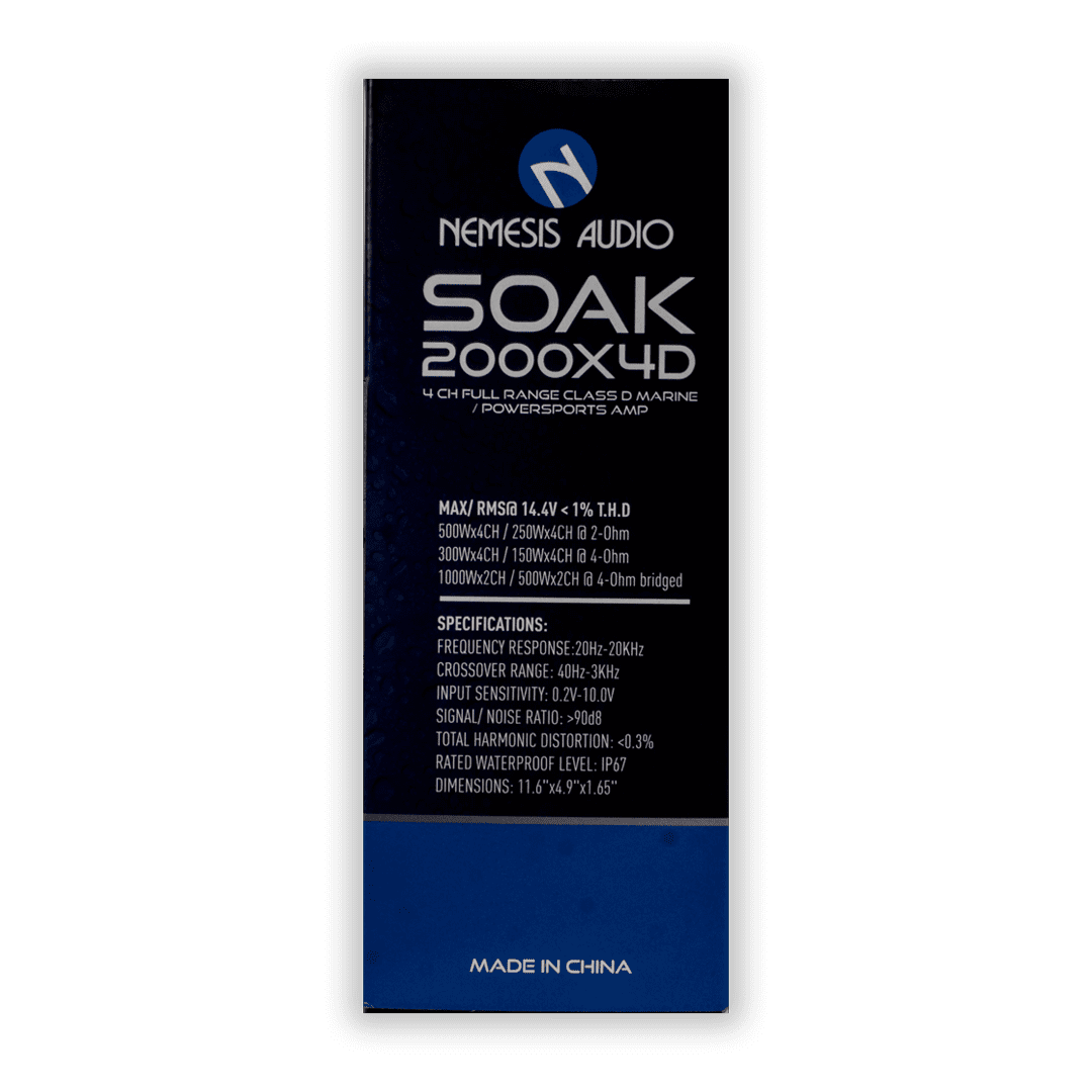 SOAK-2000X4D | 4-Channel Full Range Class D Marine Powersports Amplifier 1000 Watts image 6