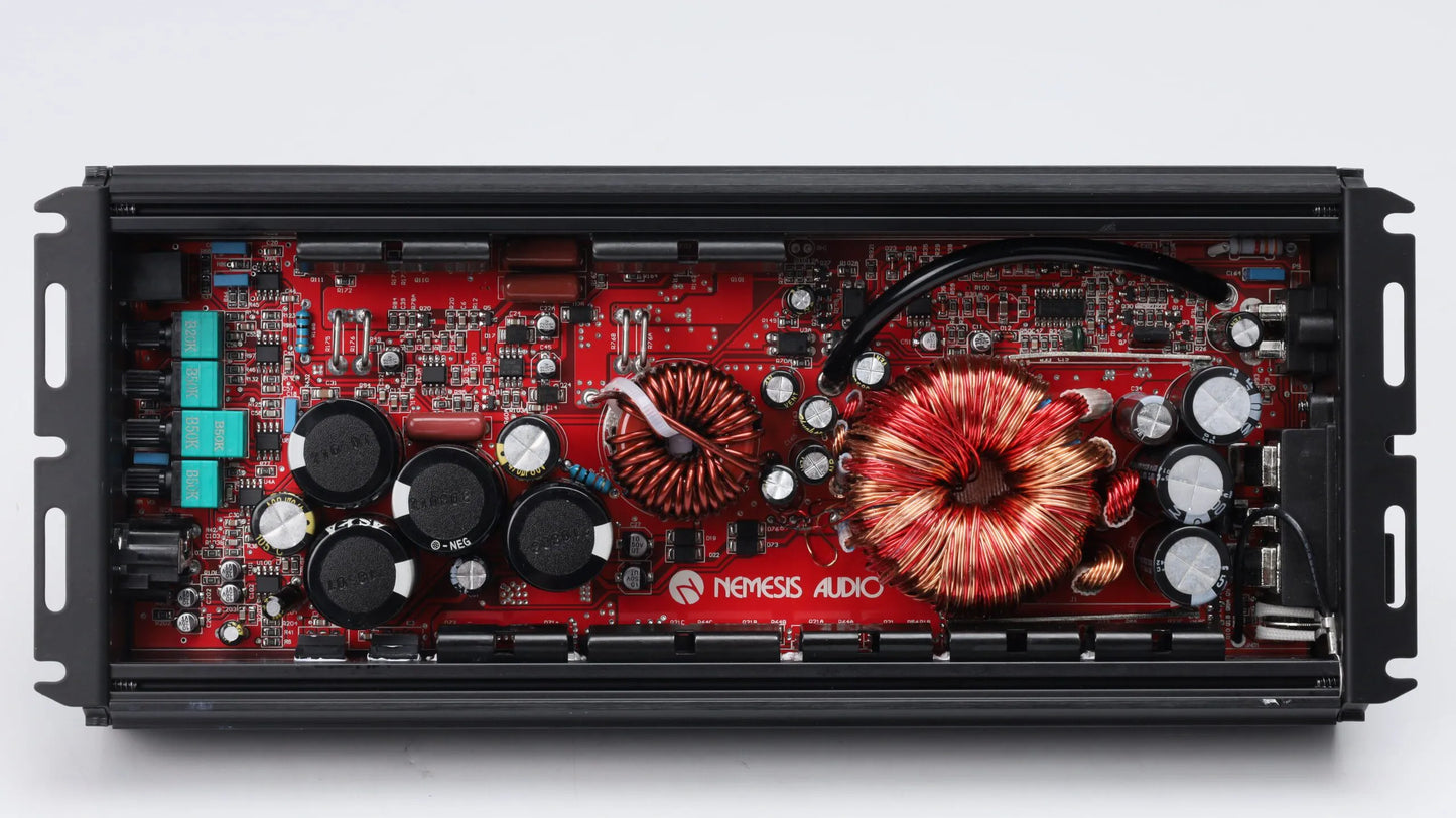 Nemesis Audio MICRO-2400D 1200W RMS amplifier closeup