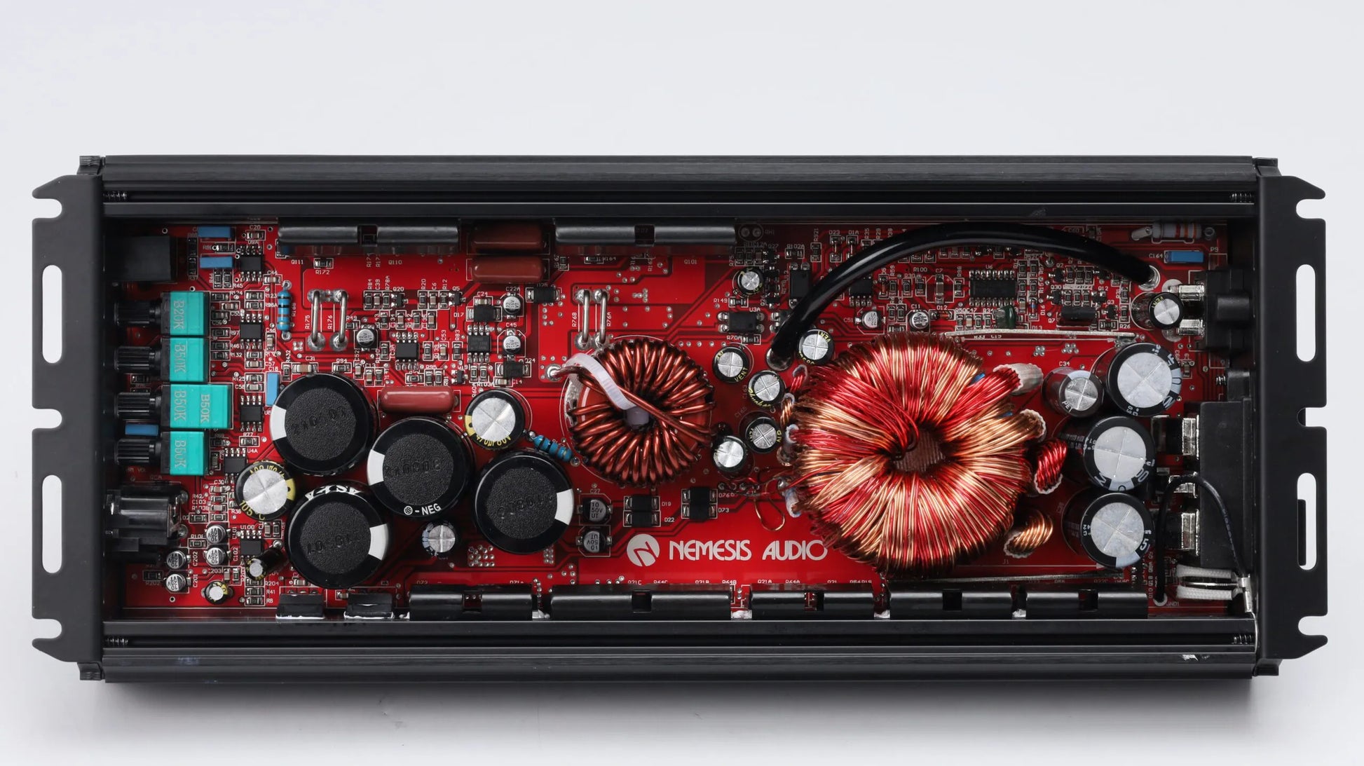 Nemesis Audio MICRO-2400D 1200W RMS amplifier closeup