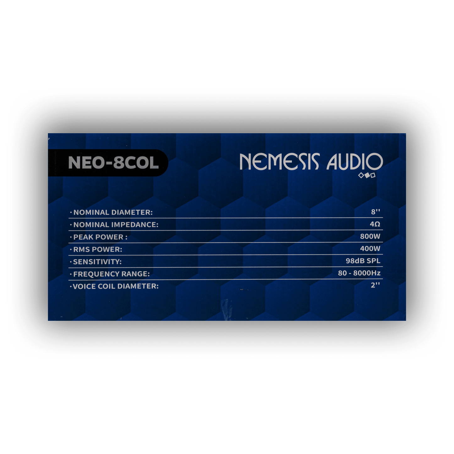 Nemesis Audio NEO-8COL 800W max midrange speaker side detail
