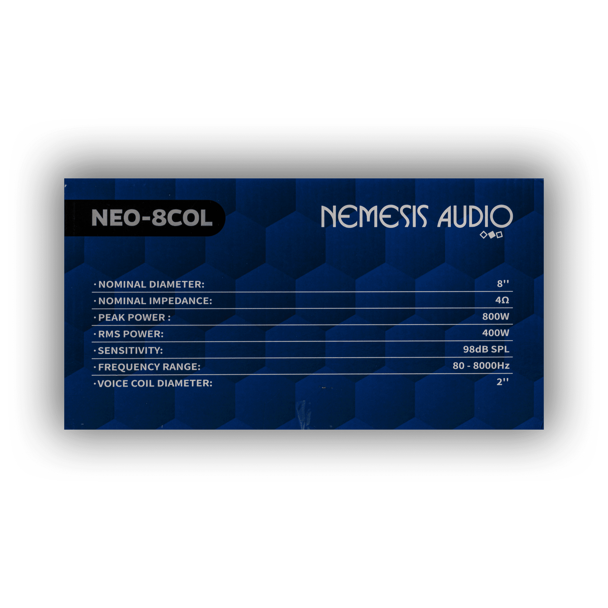 Nemesis Audio NEO-8COL 800W max midrange speaker side detail