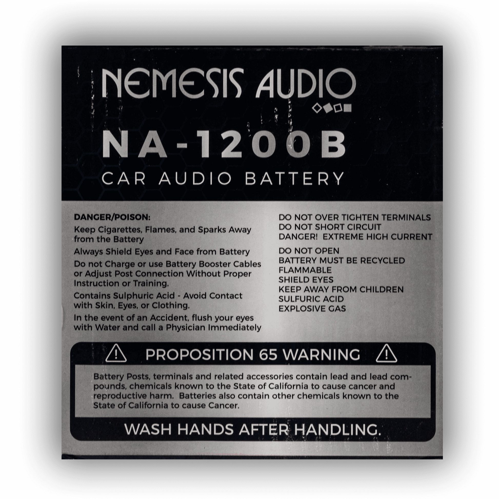 Nemesis Audio NA-1200B car audio power cell side view