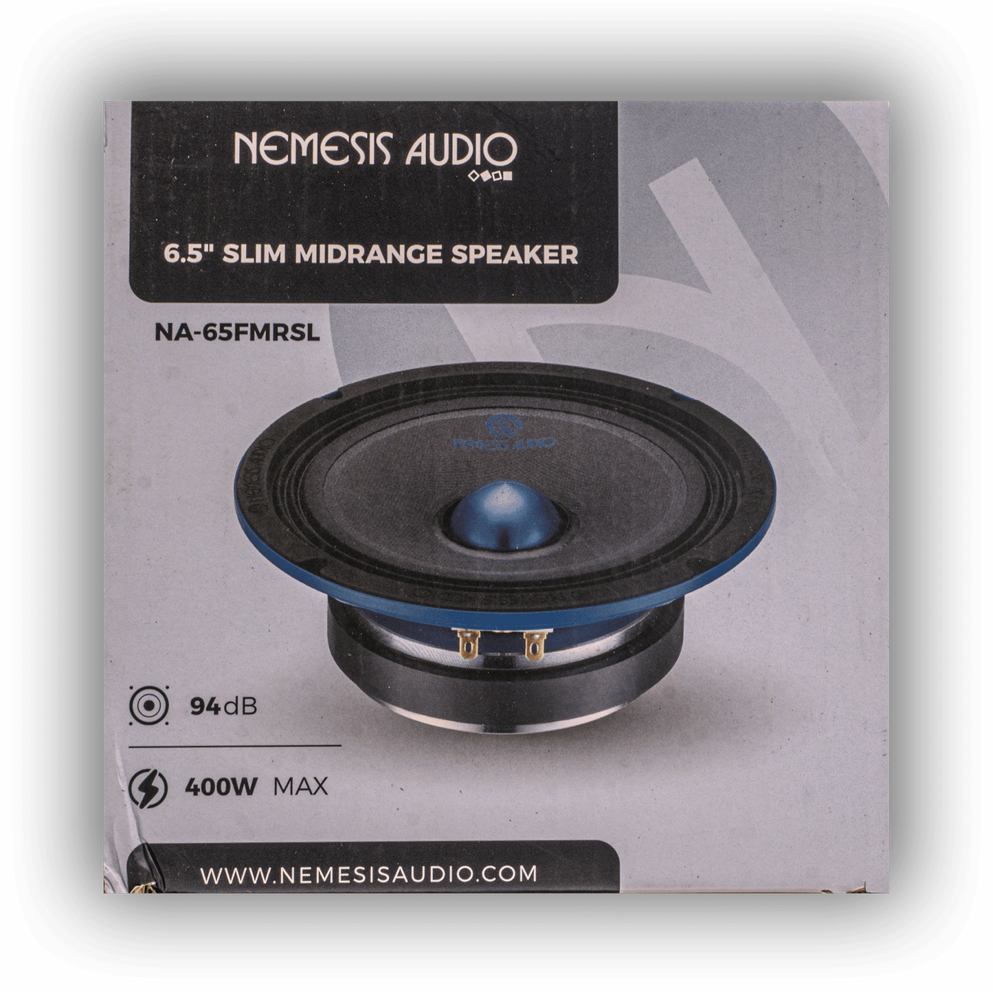 Nemesis Audio NA-65FMRSL 6.5 inch slim midrange speaker retail box front