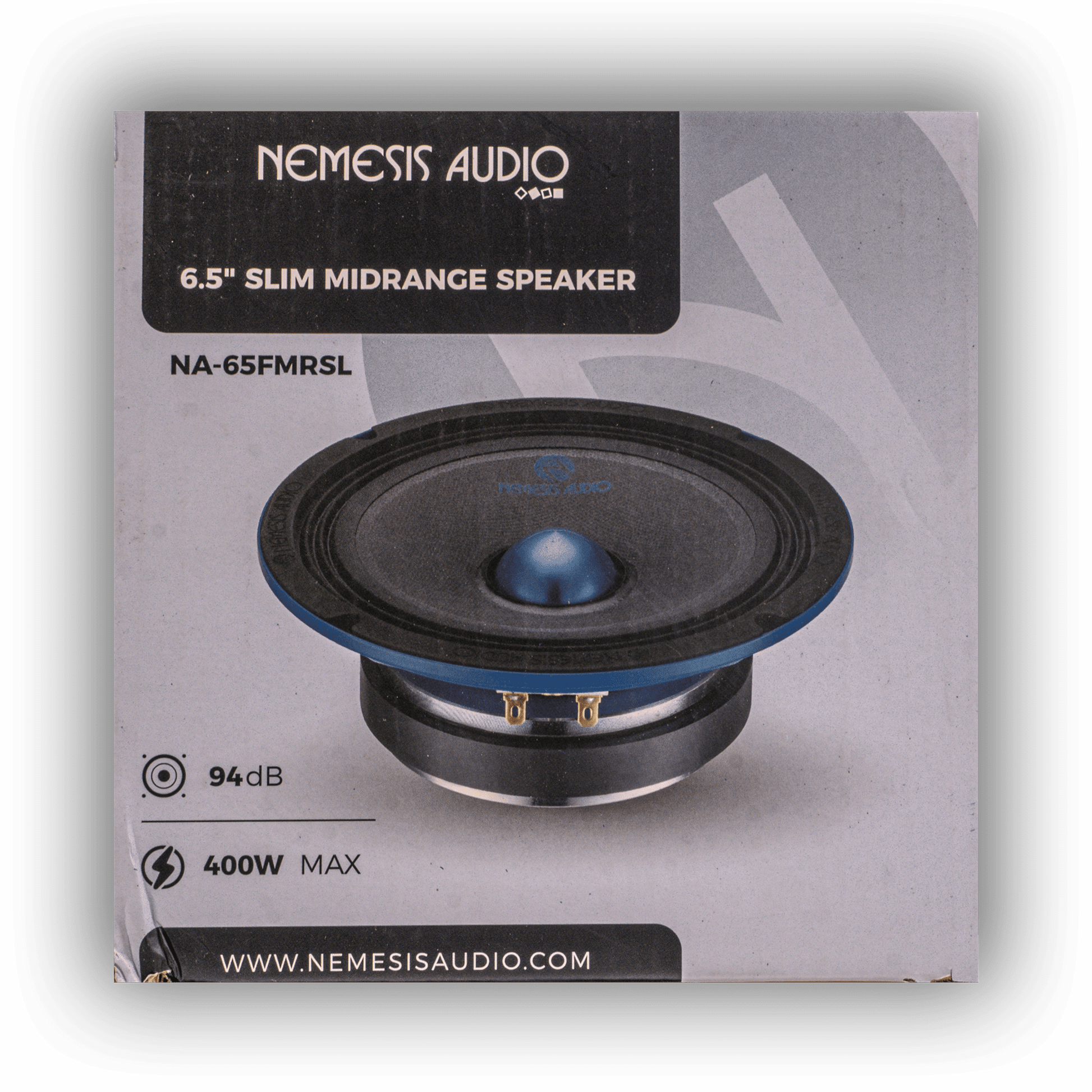 Nemesis Audio NA-65FMRSL 6.5 inch slim midrange speaker retail box front