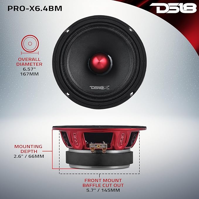 DS18 PRO-X6.4BM 250W RMS midrange speaker alternate angle