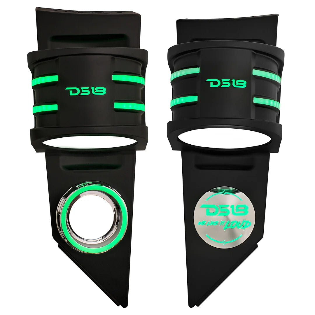 DS18 SLG-HD6V2 green RGB LED headrest speaker enclosures pair