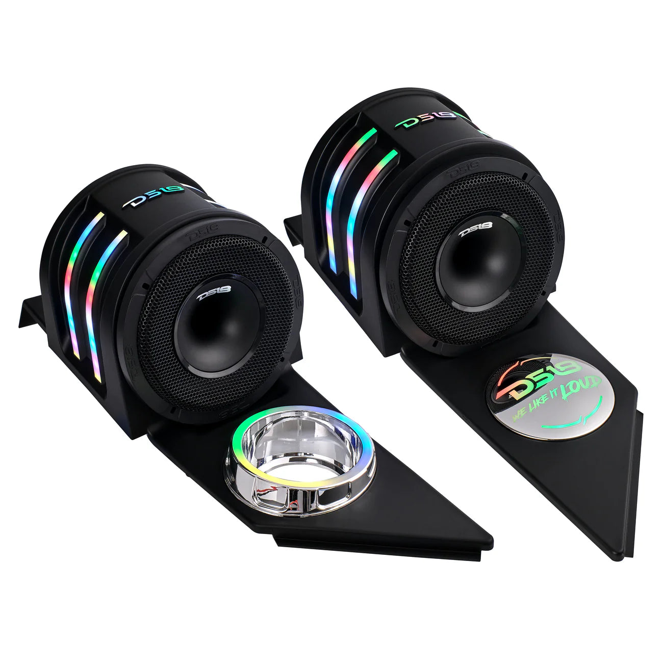 DS18 SLG-HD6V2 Polaris Slingshot headrest 4x6.5 speaker enclosures pair with grilles