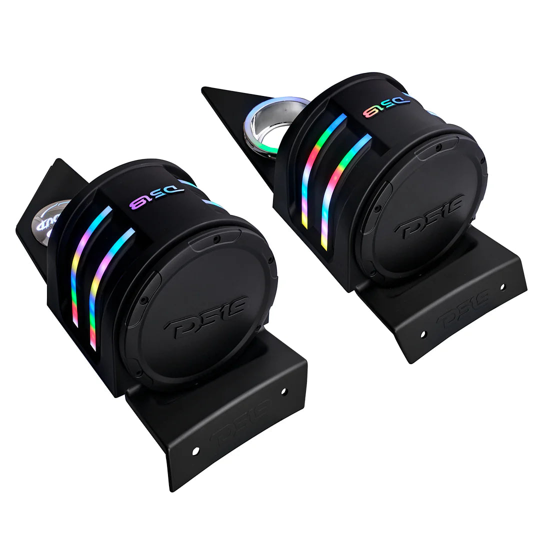 DS18 SLG-HD6V2 rear RGB speaker pod view with cap installed