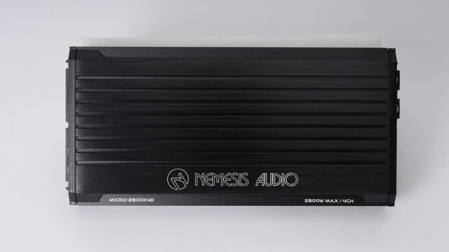 Nemesis MICRO-2800X4D 1400W RMS speaker amplifier close-up