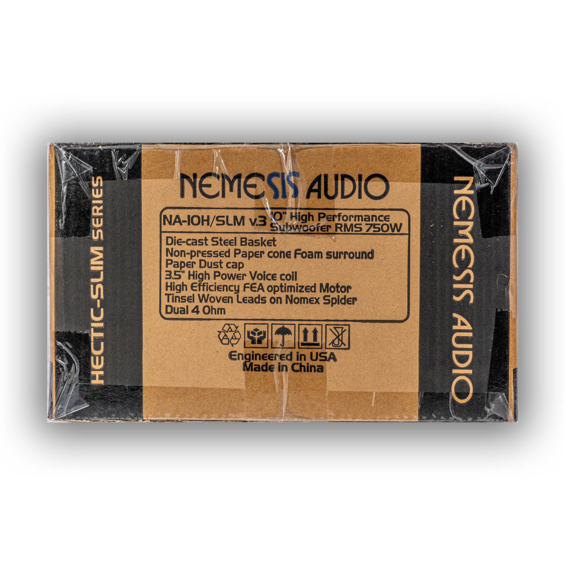 Nemesis Audio NA-10H-SLM V.3 10-inch 800W RMS subwoofer retail box rear