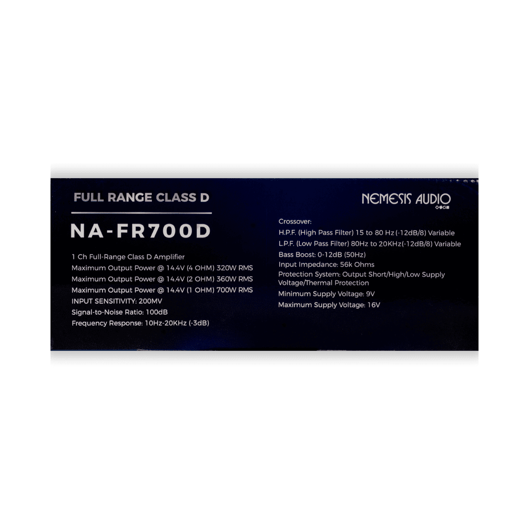 NA-FR700D | 700W RMS Full-Range Class D 1-Channel Monoblock Car Amplifier image 5