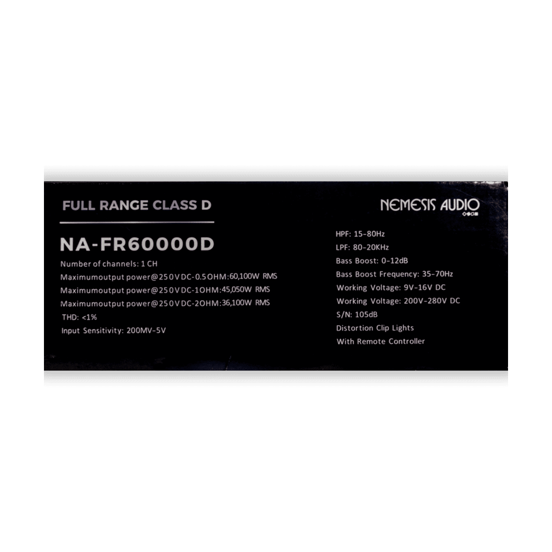 NA-FR60000D | 60,000W RMS Full-Range Class D 1-Channel Monoblock Car Amplifier image 5