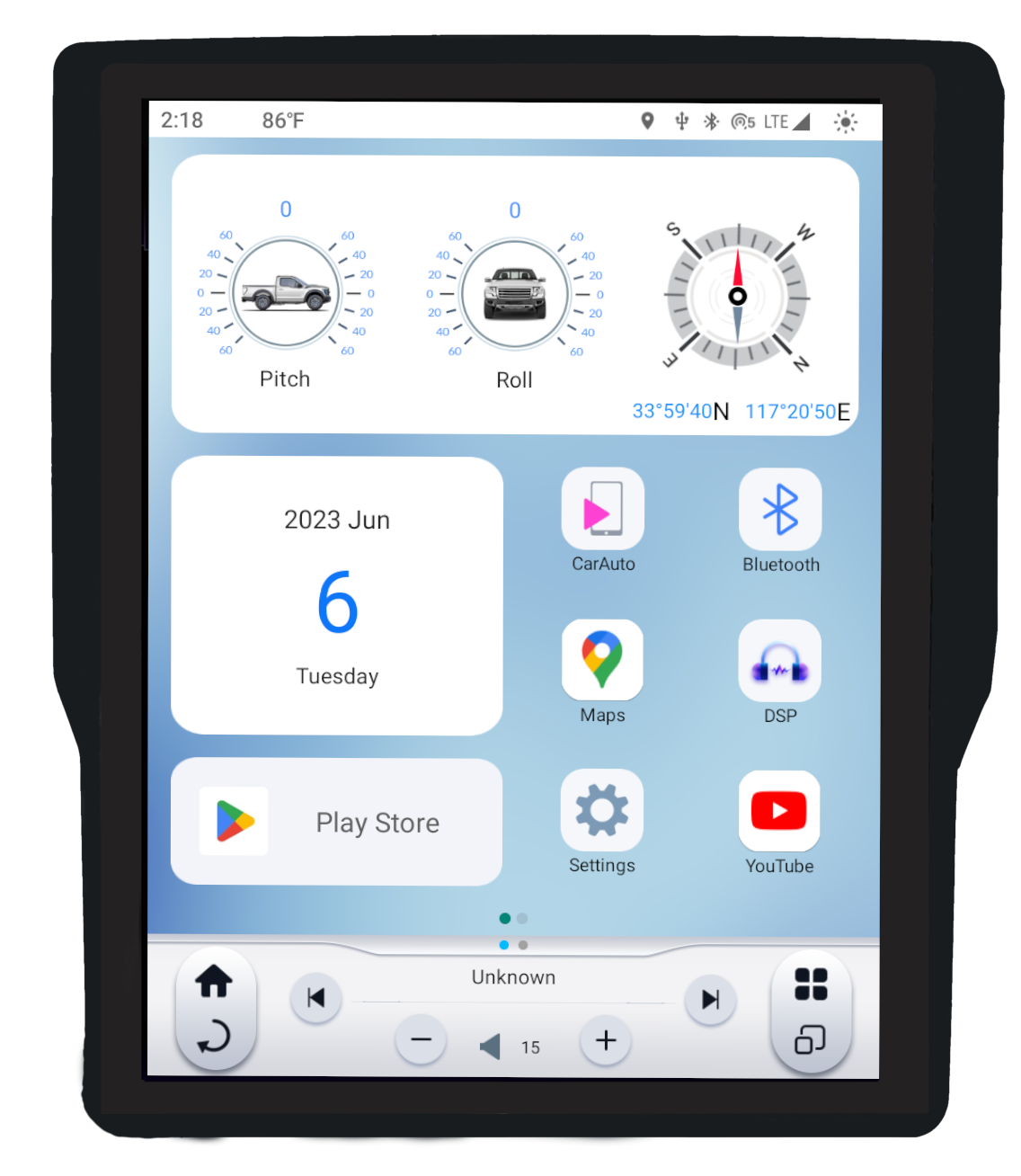 Linkswell GEN 6 T-Style radio for 2019-23 RAM trucks home screen