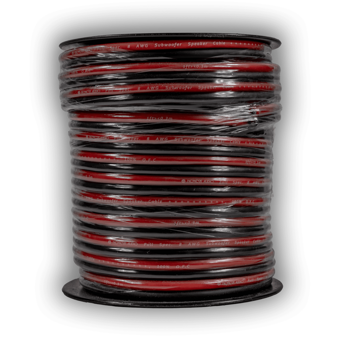 Nemesis Audio NM-8G/SW/100 100-foot heavy speaker wire roll closeup
