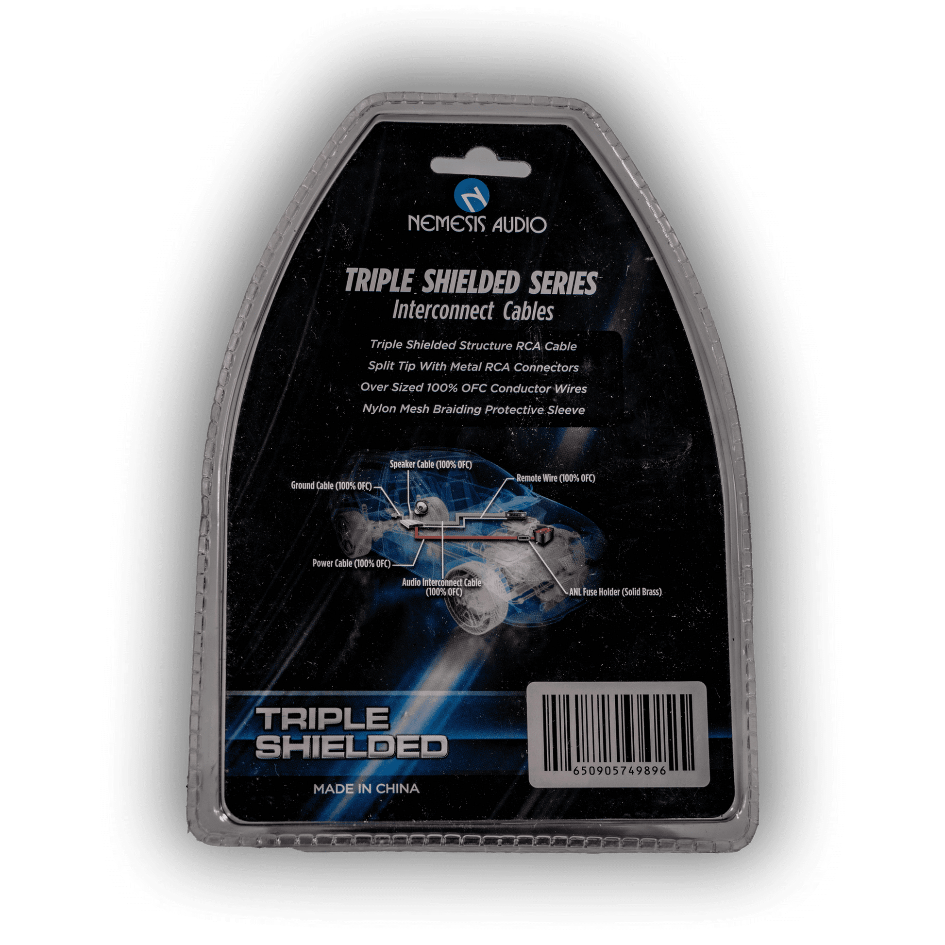 Nemesis Audio NM-RCA17 17-foot RCA interconnect cable rear packaging specs