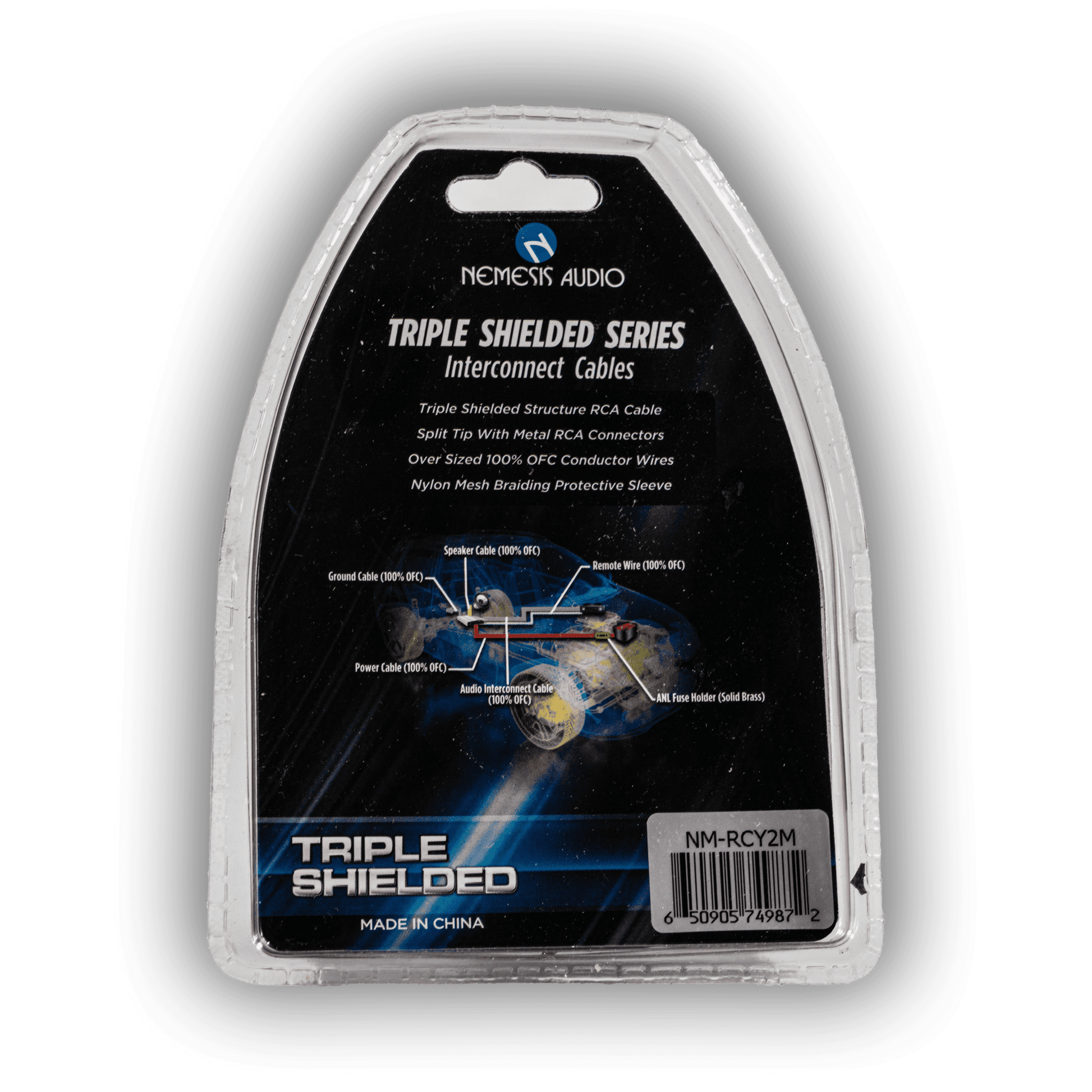 Nemesis Audio NM-RCY2M 2-male RCA Y adapter rear packaging specs