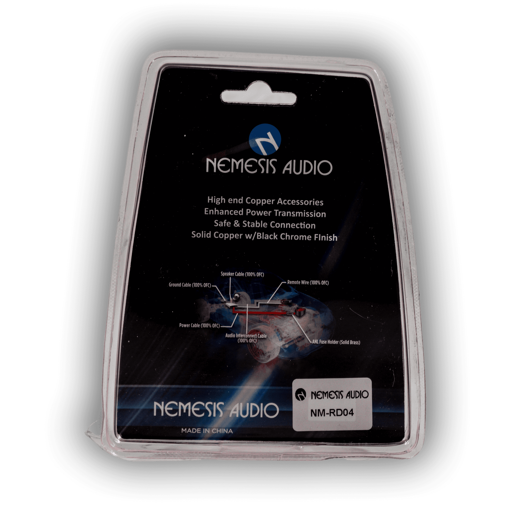 Nemesis Audio NM-RD04 1/0-to-4 gauge wire reducer rear packaging specs