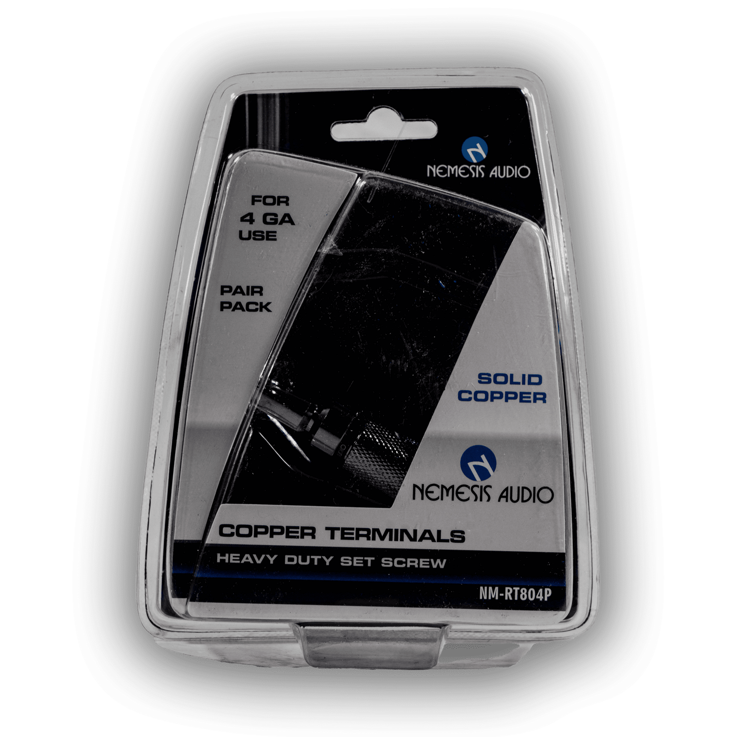 Nemesis Audio NM-RT804P 4 gauge ring terminals with covers 2 pack front packaging