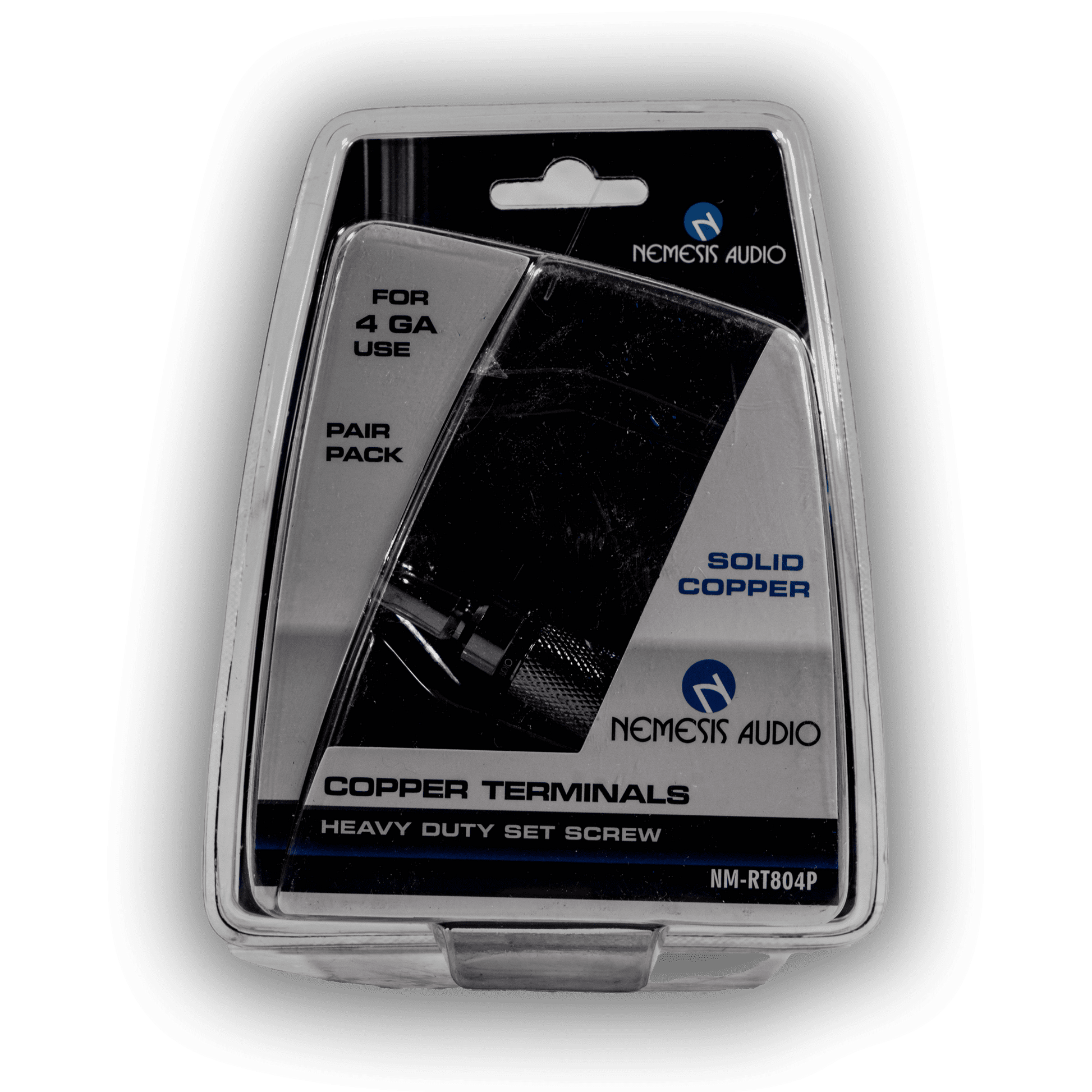 Nemesis Audio NM-RT804P 4 gauge ring terminals with covers 2 pack front packaging
