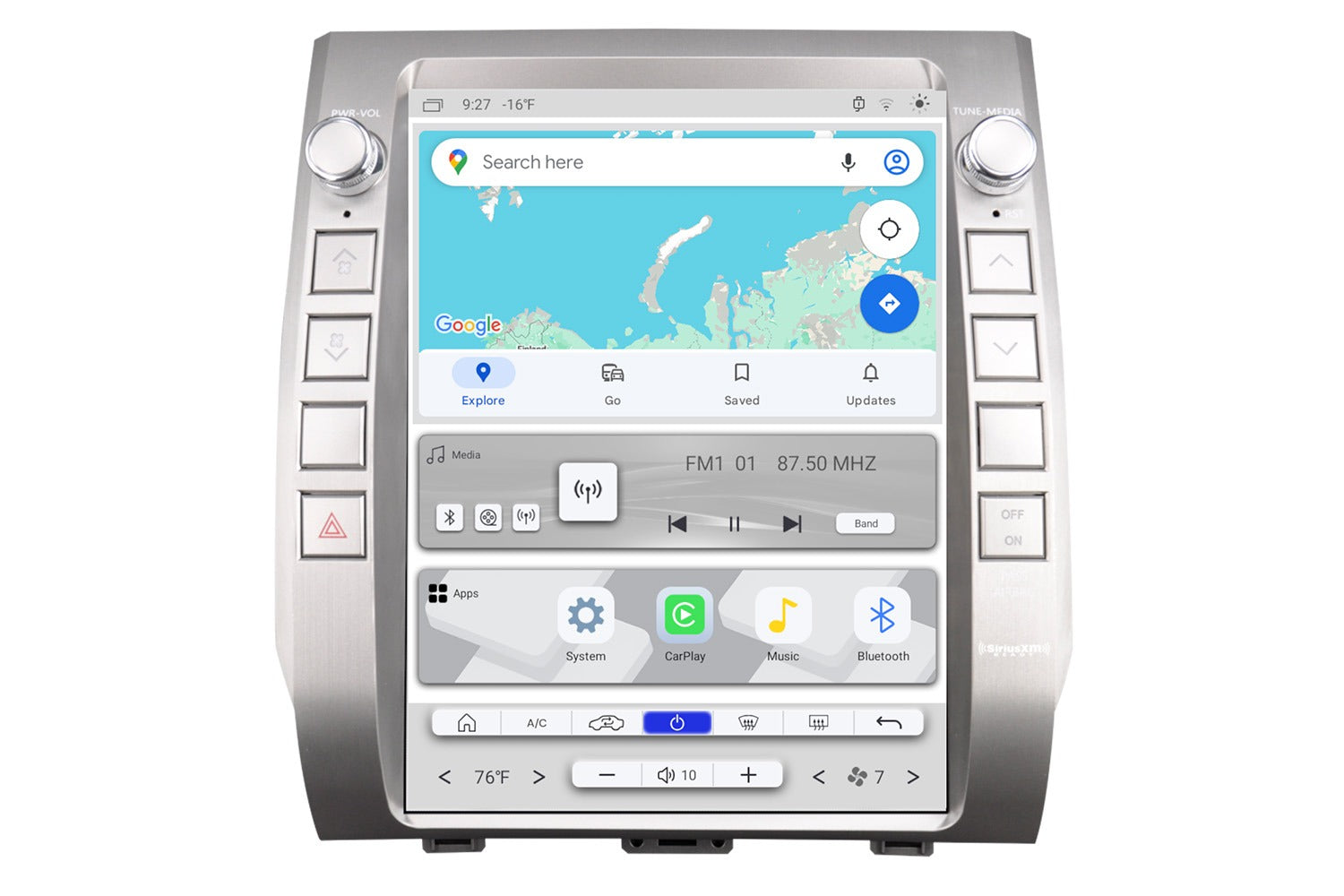 Linkswell T-Style LITE 2 radio for 2014-2022 Toyota Tundra large touchscreen head unit LT-TYPU12-1RR-6C