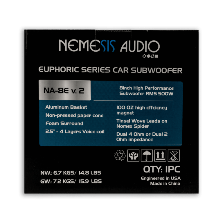 Nemesis NA-8E V.2 | 8″ High Performance 500W RMS Dual Voice Coil Euphoric Series Car Subwoofer - Image 5