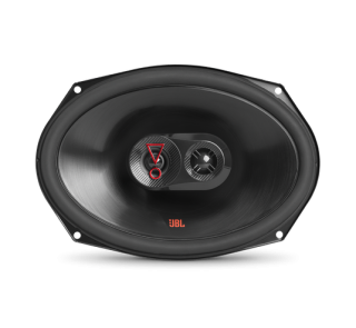 Front view of JBL Stage3 9637F 6×9 three‑way car speaker, no grille