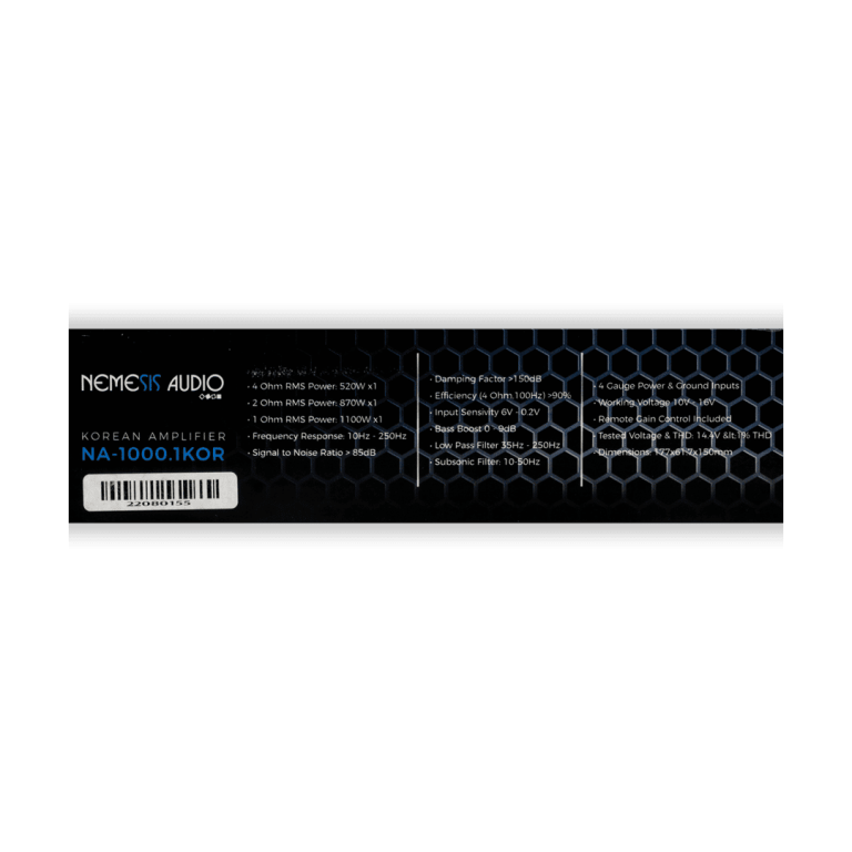 Nemesis NA-1000.1KOR | Class D 1-Channel Monoblock Car Amplifier 1000 Watts @ 1-Ohm – Made In Korea - Image 6