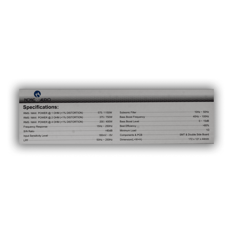 NA-1KD | Class-D 1-Channel Car Amplifier 575W RMS @ 1-Ohm - Image 4
