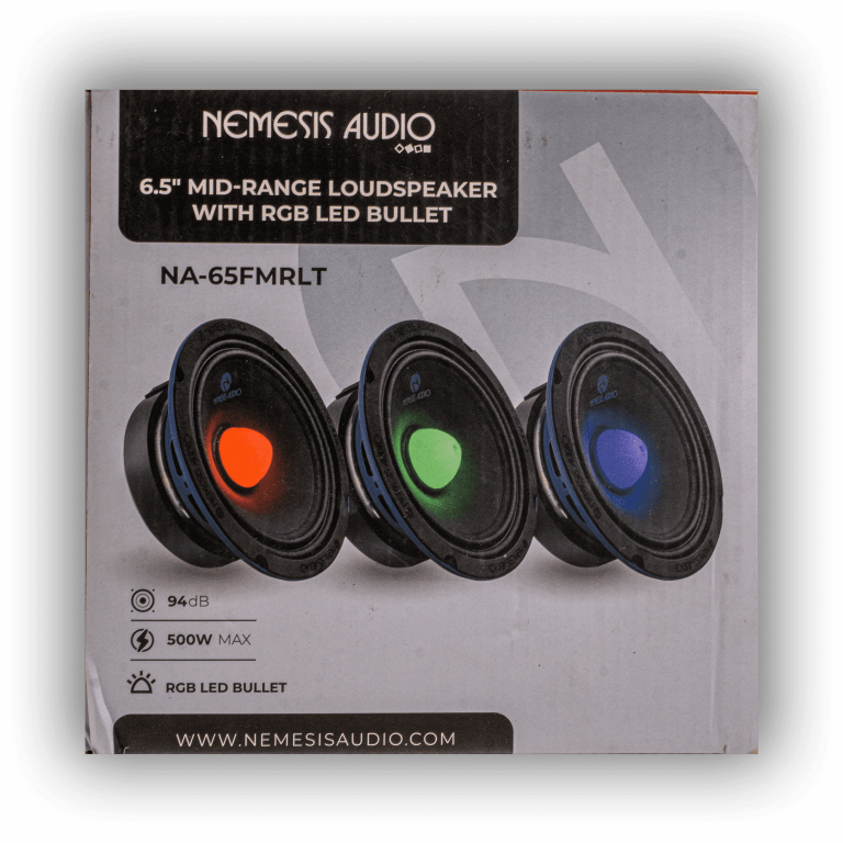 NA-65FMRLT | 6.5″ Mid-Range Loudspeaker with RGB LED Bullet 500W Max 250W RMS 1.5″ Voice Coil 4-Ohm - Image 5