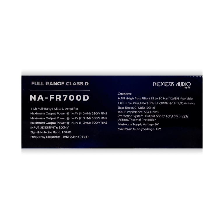 NA-FR700D | 700W RMS Full-Range Class D 1-Channel Monoblock Car Amplifier - Image 6