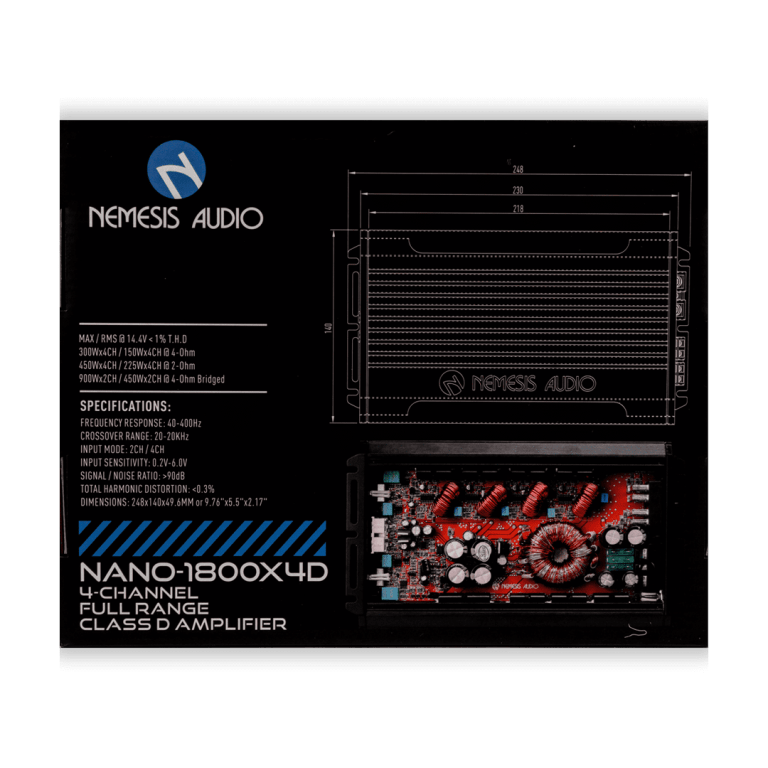 NANO-1800X4D | 4-Channel Full Range Class D Car Amplifier 900 Watts - Image 6