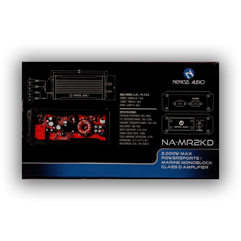 NA-MR2KD | 2000W MAX/1000W RMS Marine/Powersports Class D Monoblock Amplifier - Image 6