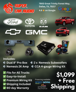 Nemesis Truck Bass Package – 2X8” 400W RMS Bass Nemesis Audio System – Chevrolet Silverado/GMC Sierra/Dodge RAM/Ford F150 F250 F350/Tundra Tacoma - Image 2