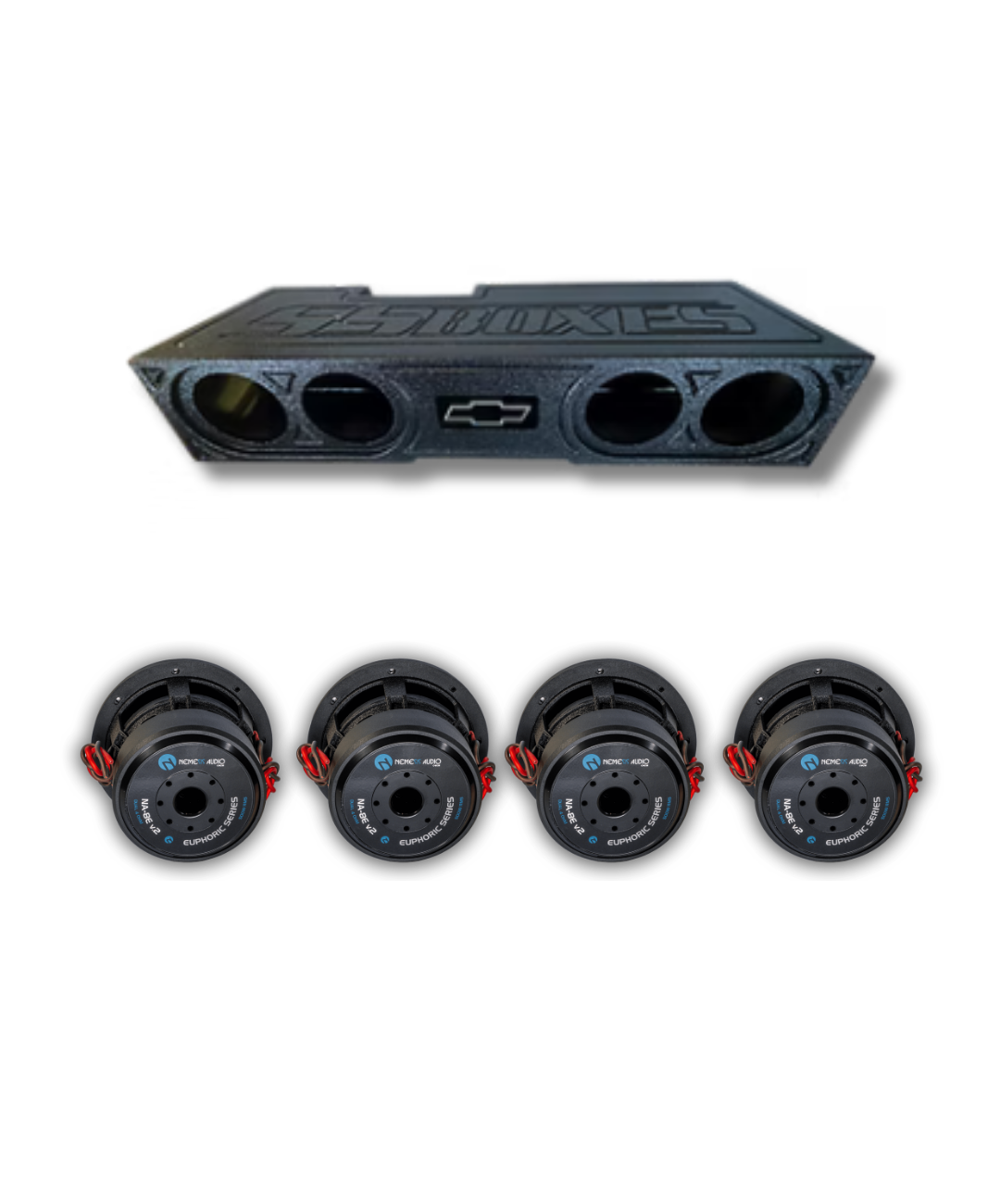 48 package (2) Quad 8" Truck Subwoofer Package – 4x Nemesis NA-8E v2 – Custom Under-Seat Box - Image 1